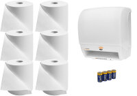 Komplettset für Papierspender inkl. 6 x Papierrollen...