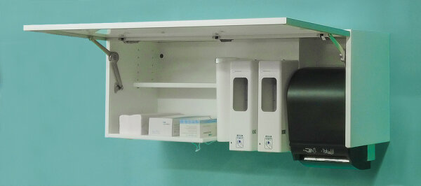 Stahlschrank mit Hygiene- und Papierrollenspender