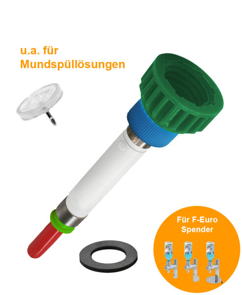 E-PAK Pumpen-Adapter-Kombi M6 GRÜN  mit Dichtung ohne Klemmscheibe für harte Flaschen