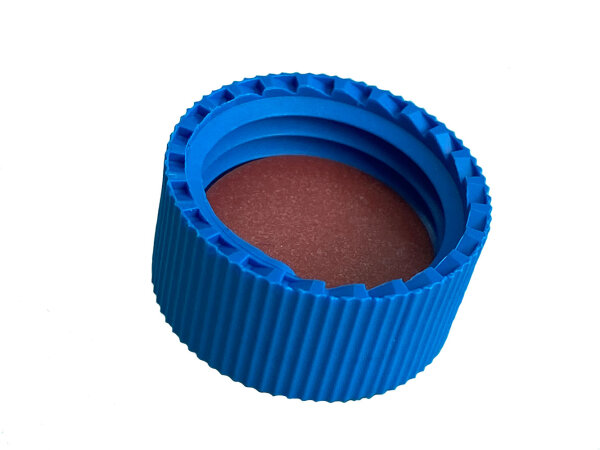 Überwurfmutter blau mit Dichtscheibe für Seife