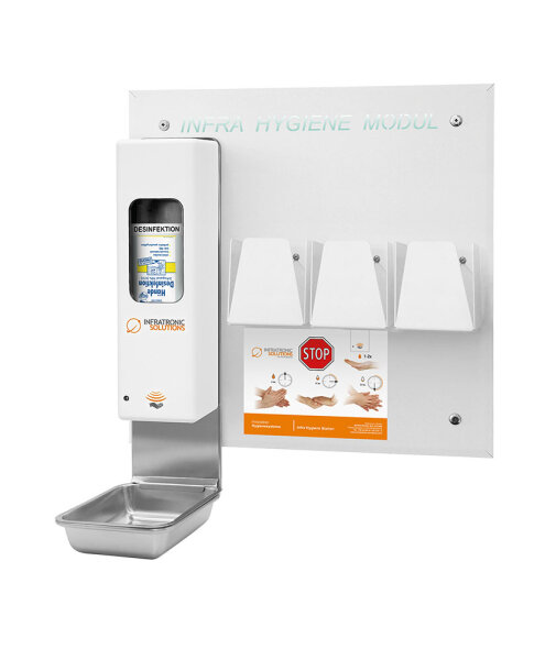 Infra Hygiene Modul pulverschichtet weiß  für 3x Handschuhe u. 1 x Spender